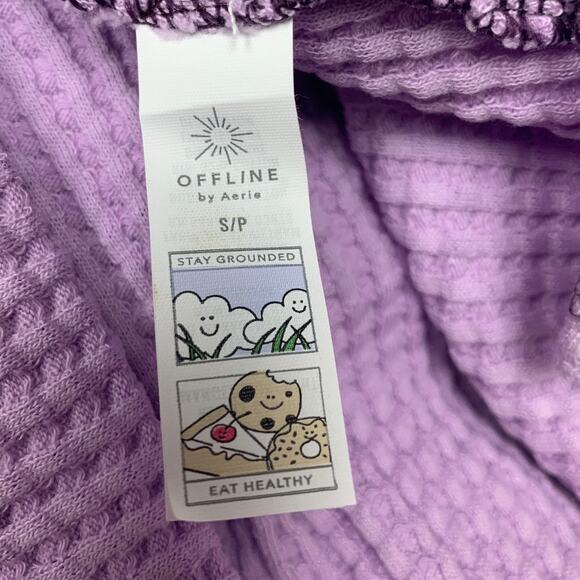 New Offline by Aerie Womens Small Cotton Blend Waffled Long Sleeve Crew Neck Top - Picture 6 of 7